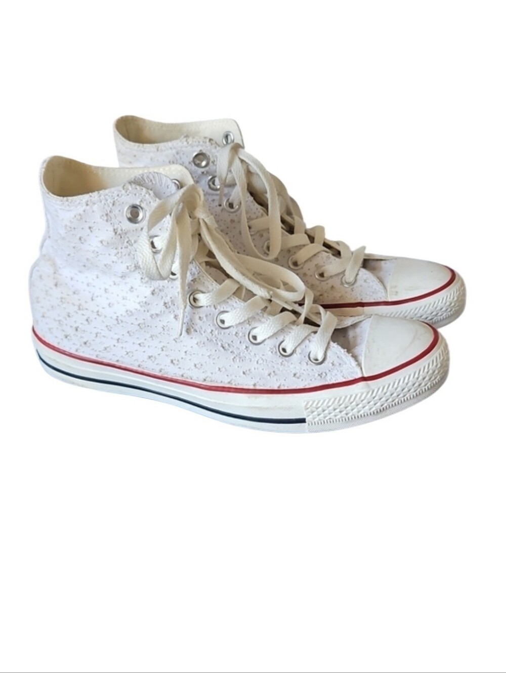 Converse White Lacy Stars High-Top Sneakers, Unisex M7/W9
